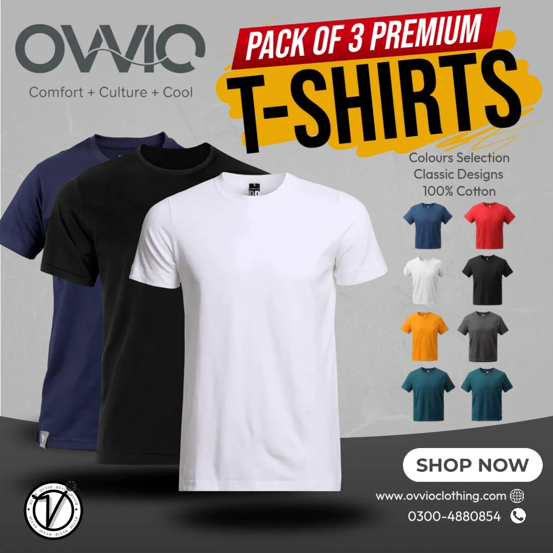 Pack of 3 Men's Premium Cotton T-Shirts